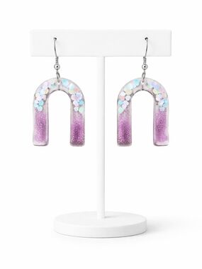 Iridescent Lavender Arch Drop Earrings